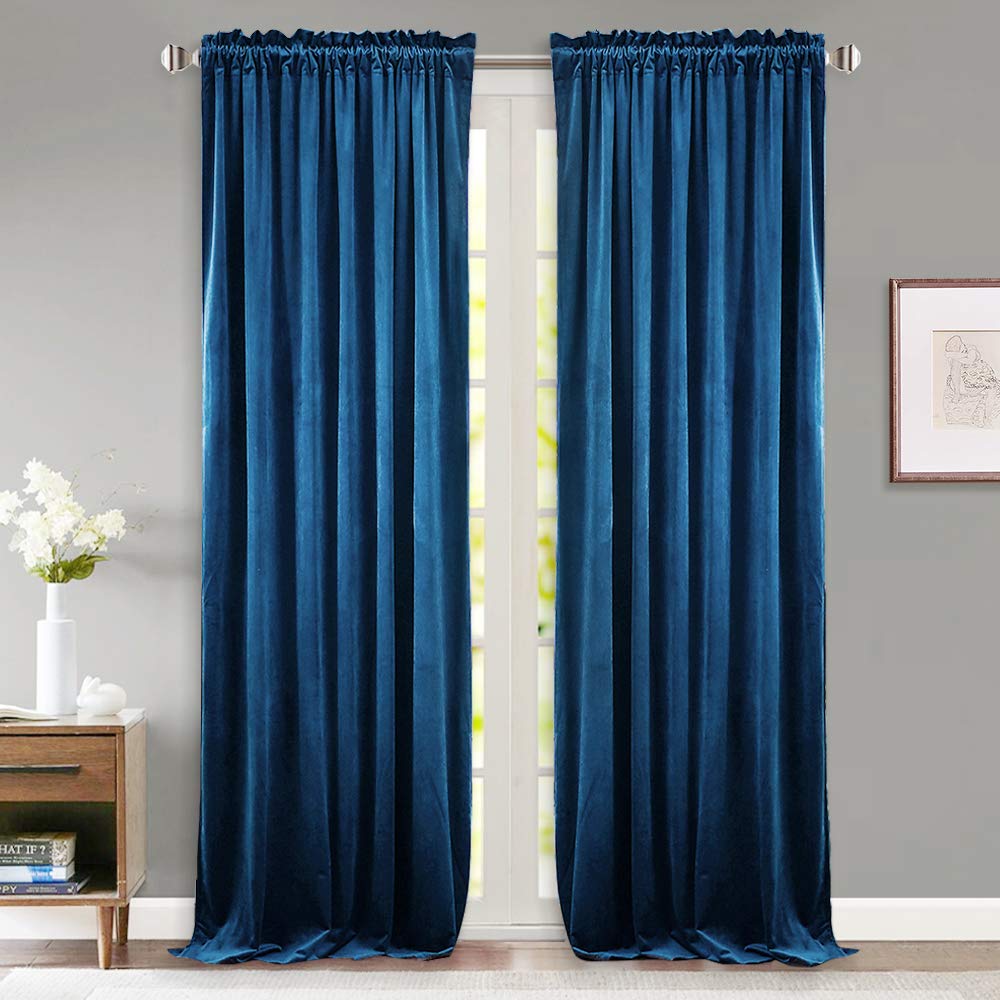 Blue Velvet Curtains Fabric Curtains & Drapes