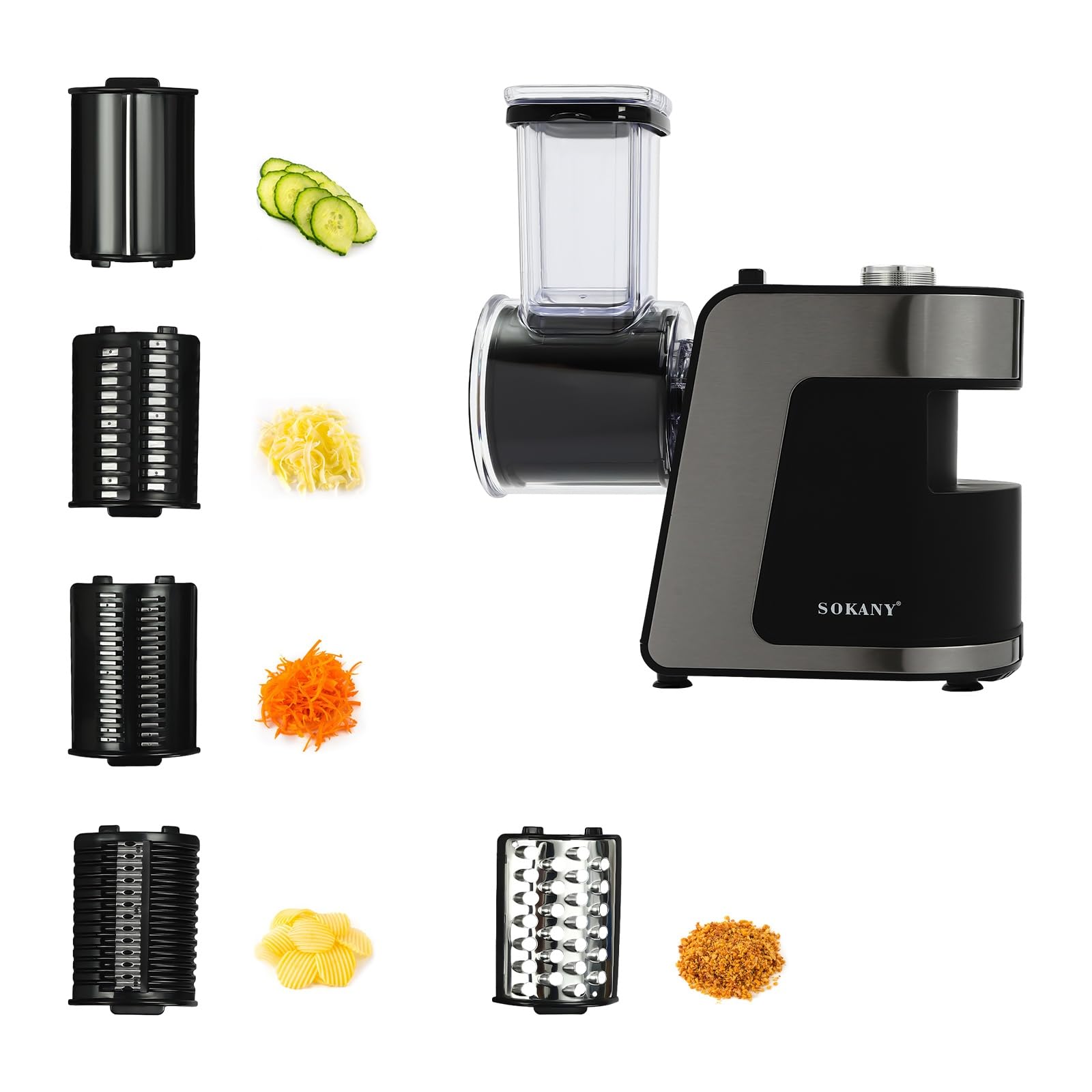 Grattugia Elettrica, 1000 W, Tagliaverdure Elettrica, Taglierina Per Verdure Con 10 Lame, Multifunzione Grattugia Da Cucina Spingitrice Per Alimenti