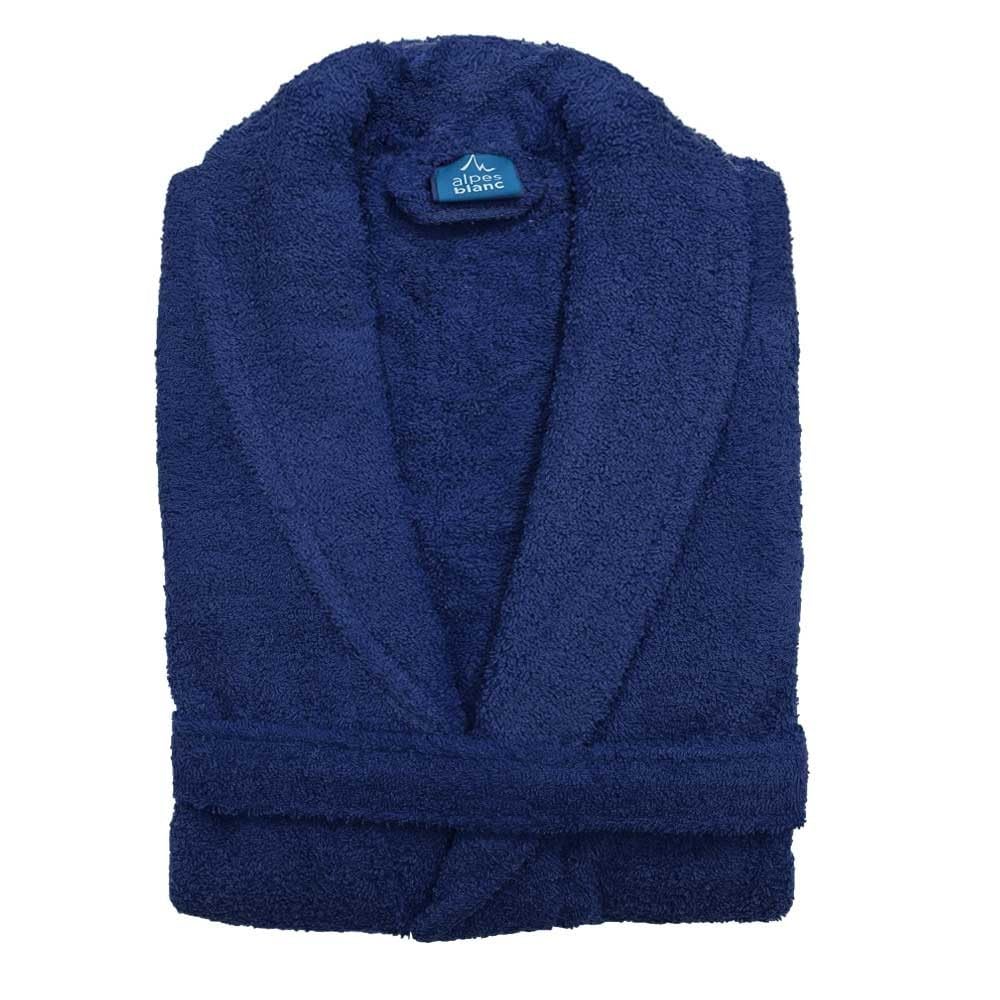 Alpes Blanc Peignoir de bain à col Châle – Mixte – 100% coton 450 g/m² – Doux et absorbant – Style classique et intemporel – Séchage rapide