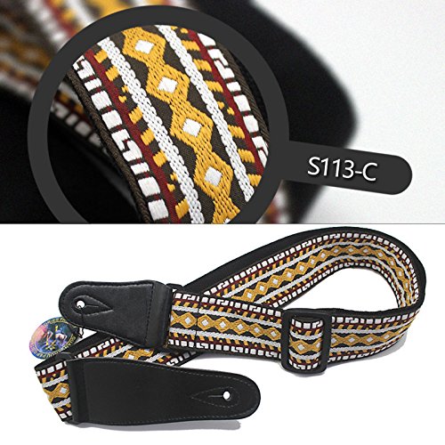 WSLCN Sangle de Guitare Réglable Colorée Guitar Strap Coton Sangle Réglable pour Guitare Basse Guitare Folk Guitare électrique Motif Broderie de Style Bohémien Réglable (95-150)*5CM - Les Beatles, Paul McCartney, John Lennon, RIngo Starr, George Harrison WSLCN Sangle de Guitare Réglable Colorée Guitar Strap Coton Sangle Réglable pour Guitare Basse Guitare Folk Guitare électrique Motif Broderie de Style Bohémien Réglable (95-150)*5CM – Image 3