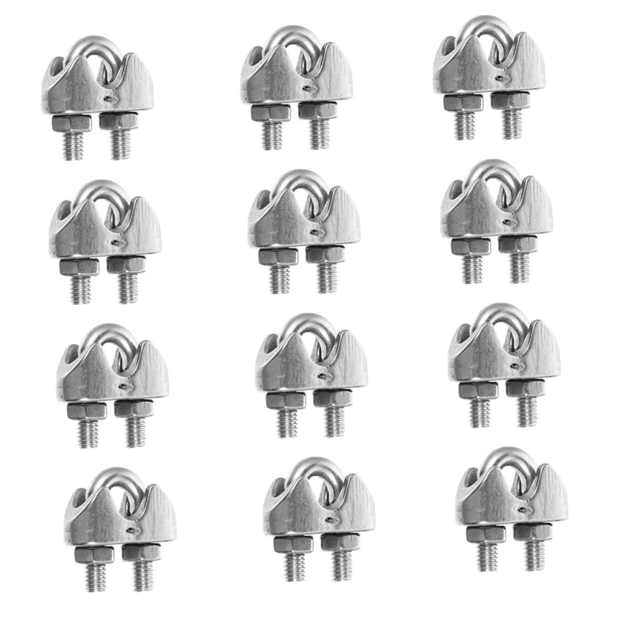MUCKLILY 12pcs Chuck Wire Rope Cable Clamp Wire Rope Fasteners U Type Clip Wire Rope Clips U Type Clamp Wire Rope Clamps Jig Wire Ropes Steel Rope Clamp Cord Holder Stainless Steel Silver