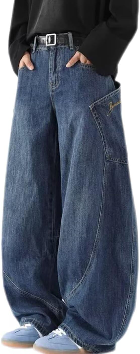 Y2K Jeans Men Vintage Straight Leg Baggy Jeans Harajuku Casual Denim Pants Streetwear Grunge Clothes