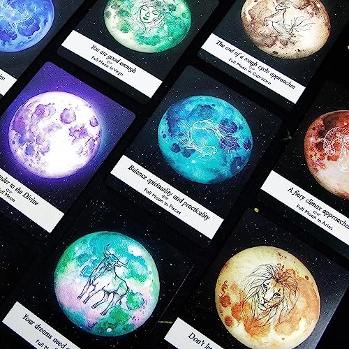 Image of Moonology Oracle Tarot Cards, A 44-Card Deck Gilded Black (Limited Edition), 400 GSM Black Core Cardstock (Style 7)