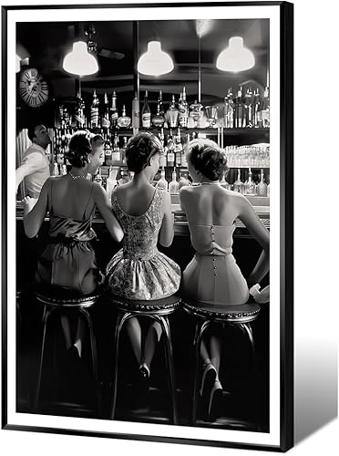 Pósteres vintage en blanco y negro, arte de pared de cóctel de moda para mujer, decoración de habitación femenina retro, impresiones en lienzo con
