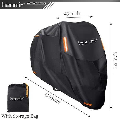 Miniatura 9 de Funda universal para motocicleta para todas las estaciones impermeable con agujeros de bloqueo y bolsa de almacenamiento funda para motocicleta XXL