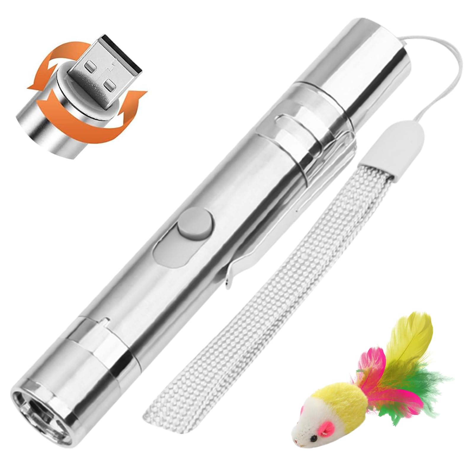 Netupett 7-in-1 Rechargeable Interactive Cat Wand Toy for Indoor Cats Kittens | Automatic Laser Pointer with Bonus Toy Mouse