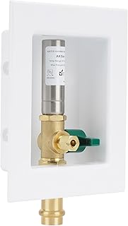 Ice Maker Outlet Box with Water Hammer Arrestor, 1/2-Inch Press x 1/4-Inch OD Compression with 1/4-Turn Ball Valve, Ice Maker Valve Wall Box with Faucet, Absorb Shock and Reduce Noise