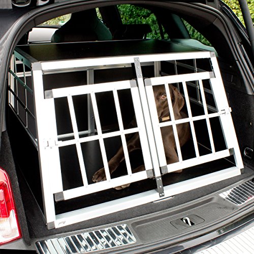 Petigi Hundetransportbox Hundebox Auto Alu Hunde Transportbox Aluminium Kofferraum Transport Box für Hund Dog Autobox 89 x 69 x 50 cm Haustier Käfig