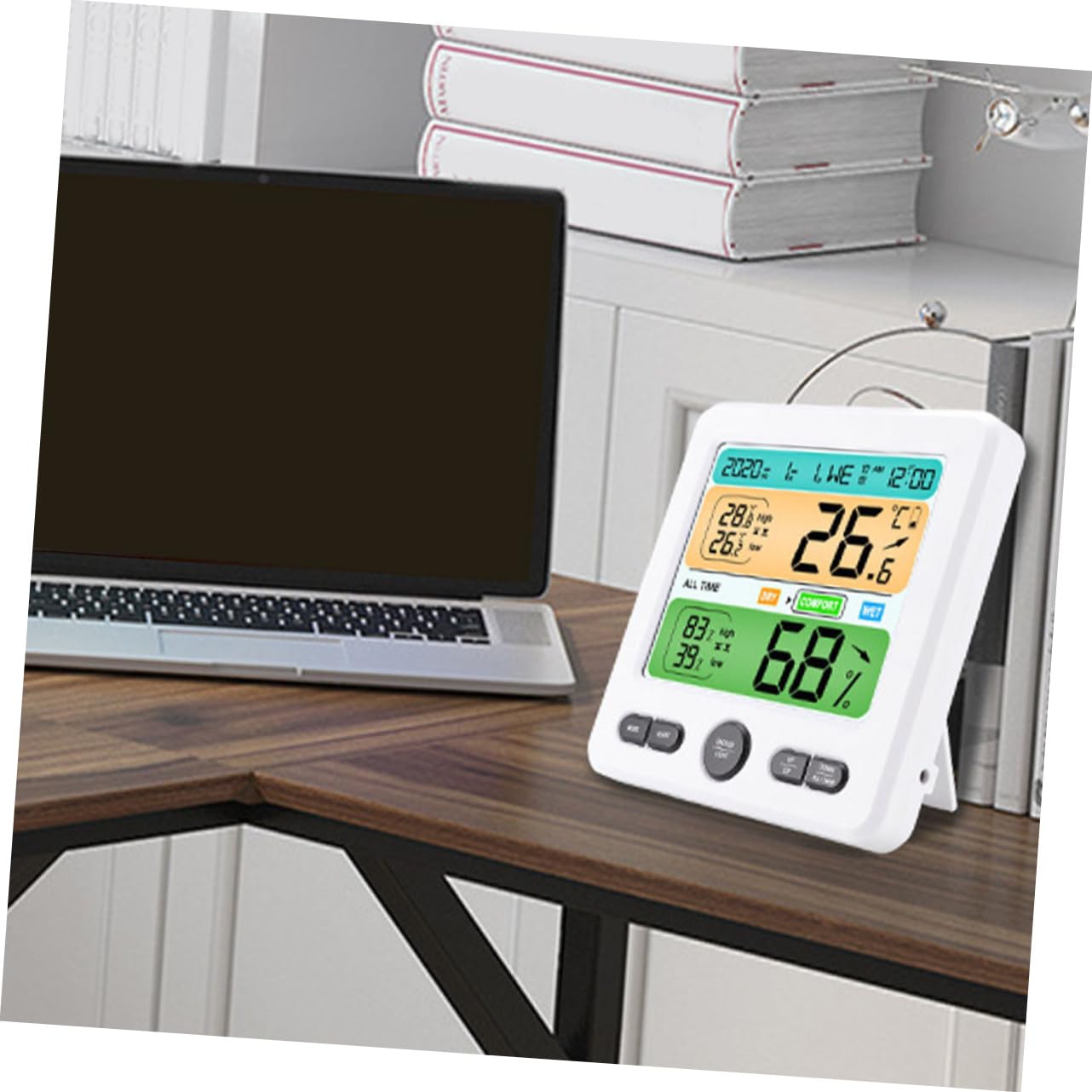 1set Igrometro Digitale Con Termometro e Orologio Monitor Di Temperatura e Umidità Da Display e Facile Da Leggere Per Casa Ufficio e Spazi Pubblici