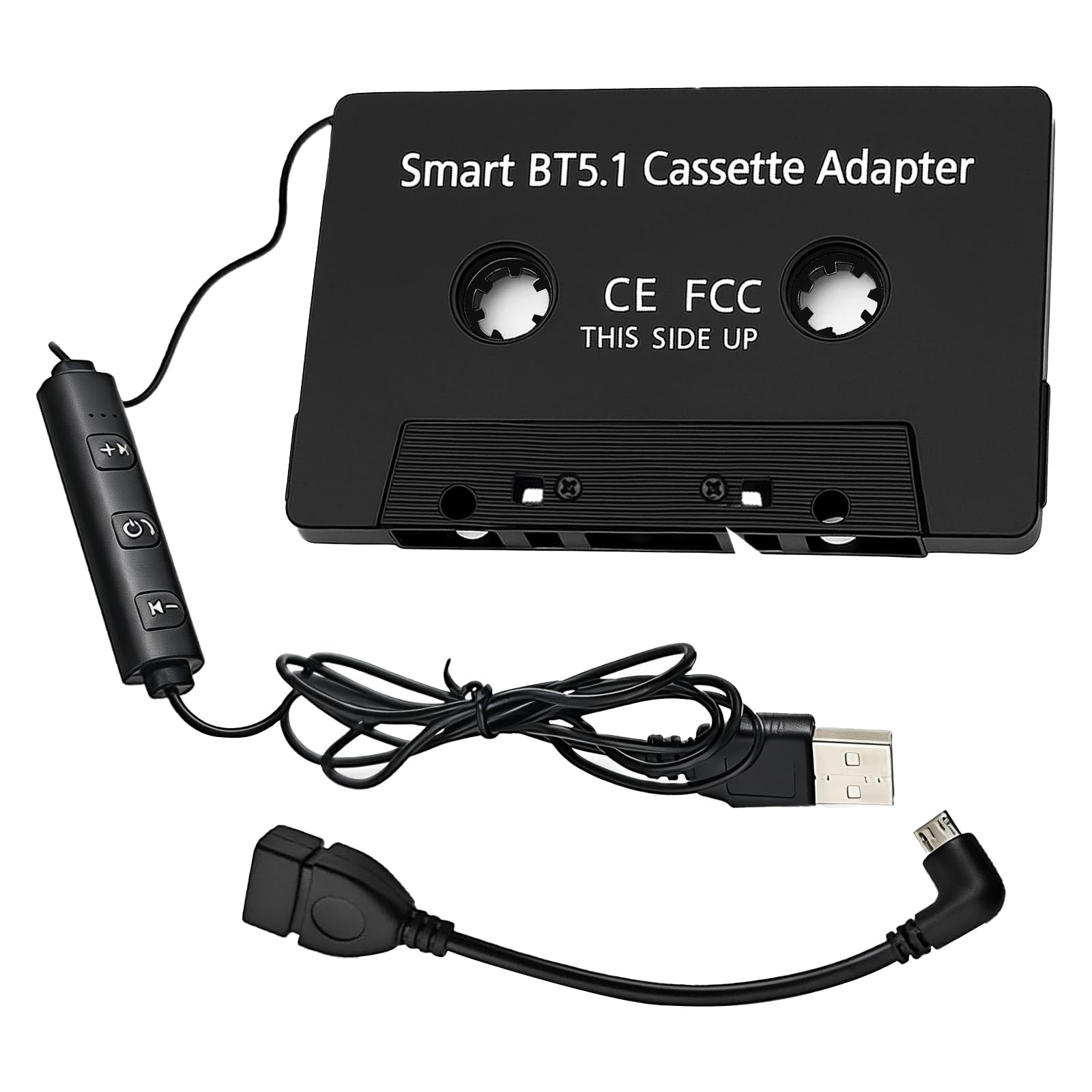 Adapter kasetowy Bluetooth do kasety samochodowej 5.1, adapter kasetowy do radia samochodowego, adapter kasetowy z mikrofonem Hi-Fi Stereo, rozmowy głośnomówiące do smartfonów/odtwarzaczy MP3/CD