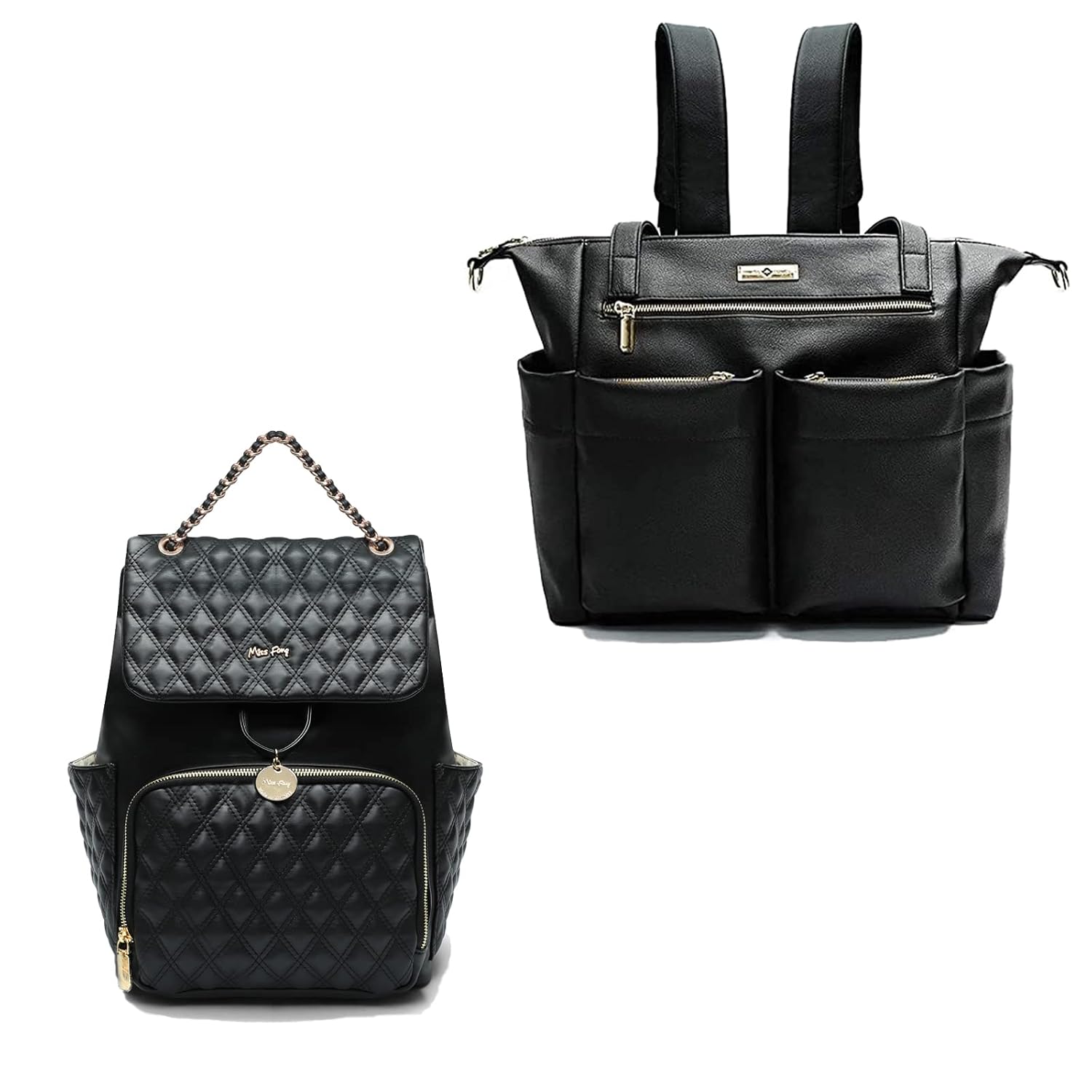 miss fong Diaper Bag Backpack, Baby Bag,Leather Diaper Bag Tote, Diaper Tote Bag Backpack with Changing Pad