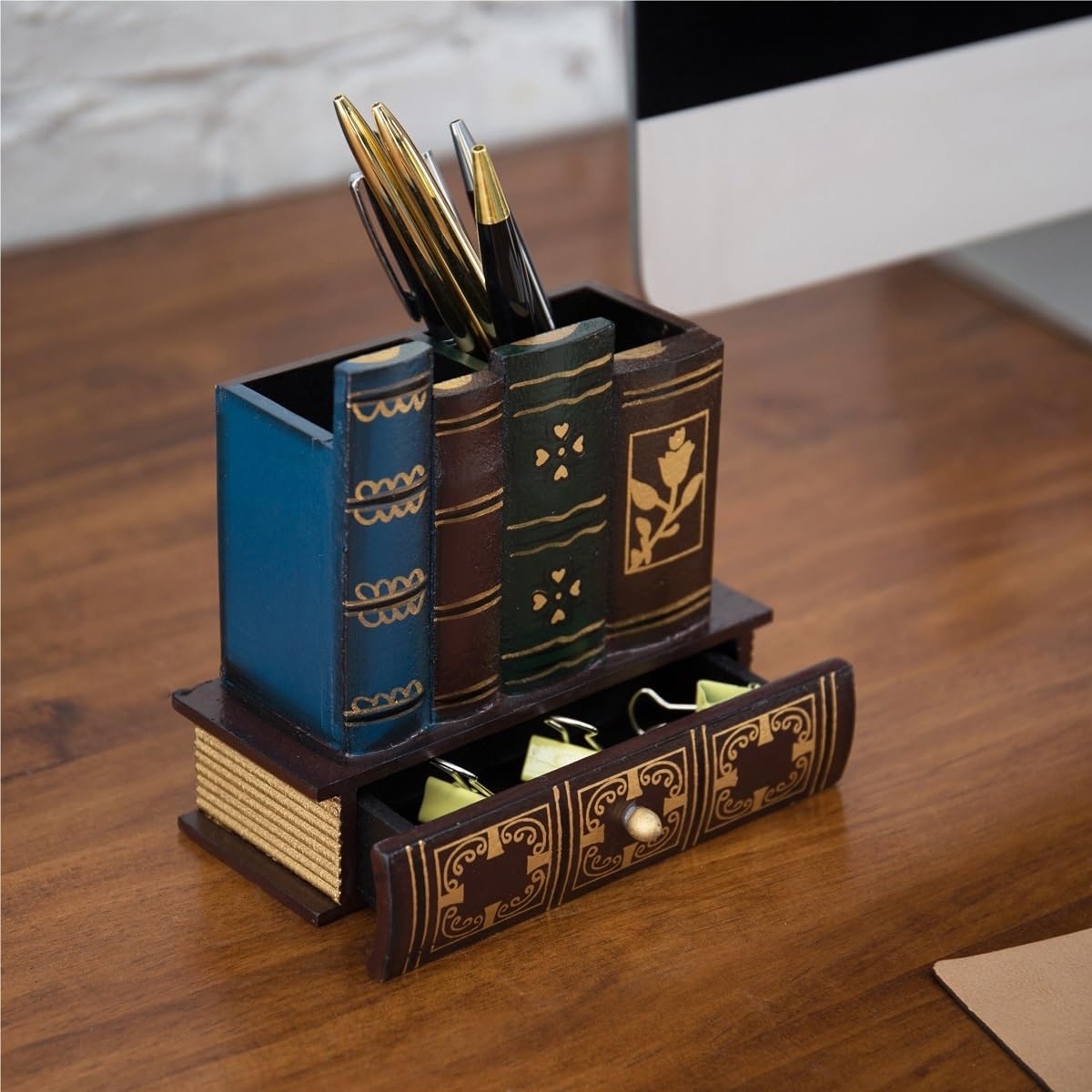 Stifteköcher Stifte Halter Schreibtisch-Organizer, Dekorativer Stiftehalter Mit Unterer Schublade Schreibtisch-Organizer