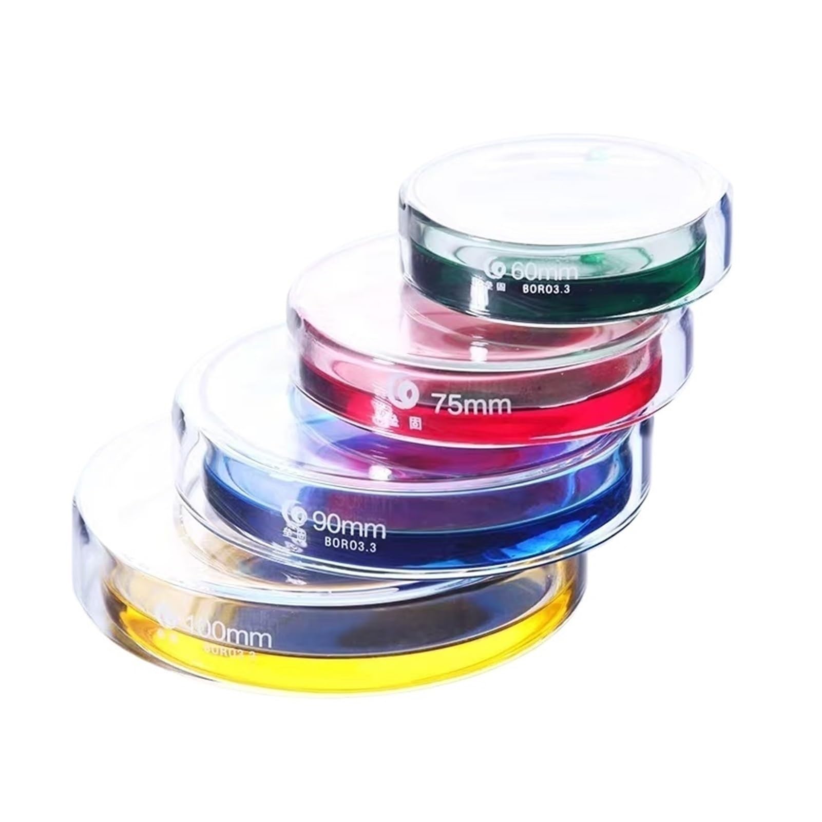5 unids/Pack Placas de Petri de Vidrio de borosilicato Alto de 100mm asequibles for Plato de Cultivo de Instrumentos químicos estériles Transparentes celulares