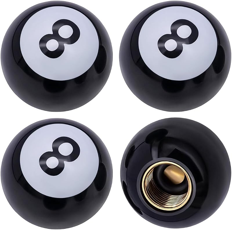 4PCS Pool 8 Ball Style Car Tire Valve Stem Caps | Dustproof Air Leakage Proof Tire Valve Cover, Universal Auto Exterior Decoration Accessory for Car Truck Motorcycle Bicycle