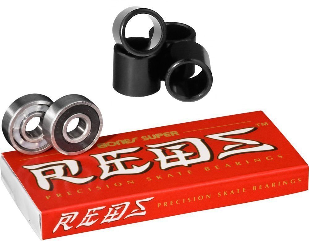 Super Reds Bearings, 8 Pack set With FREE Bones Spacers