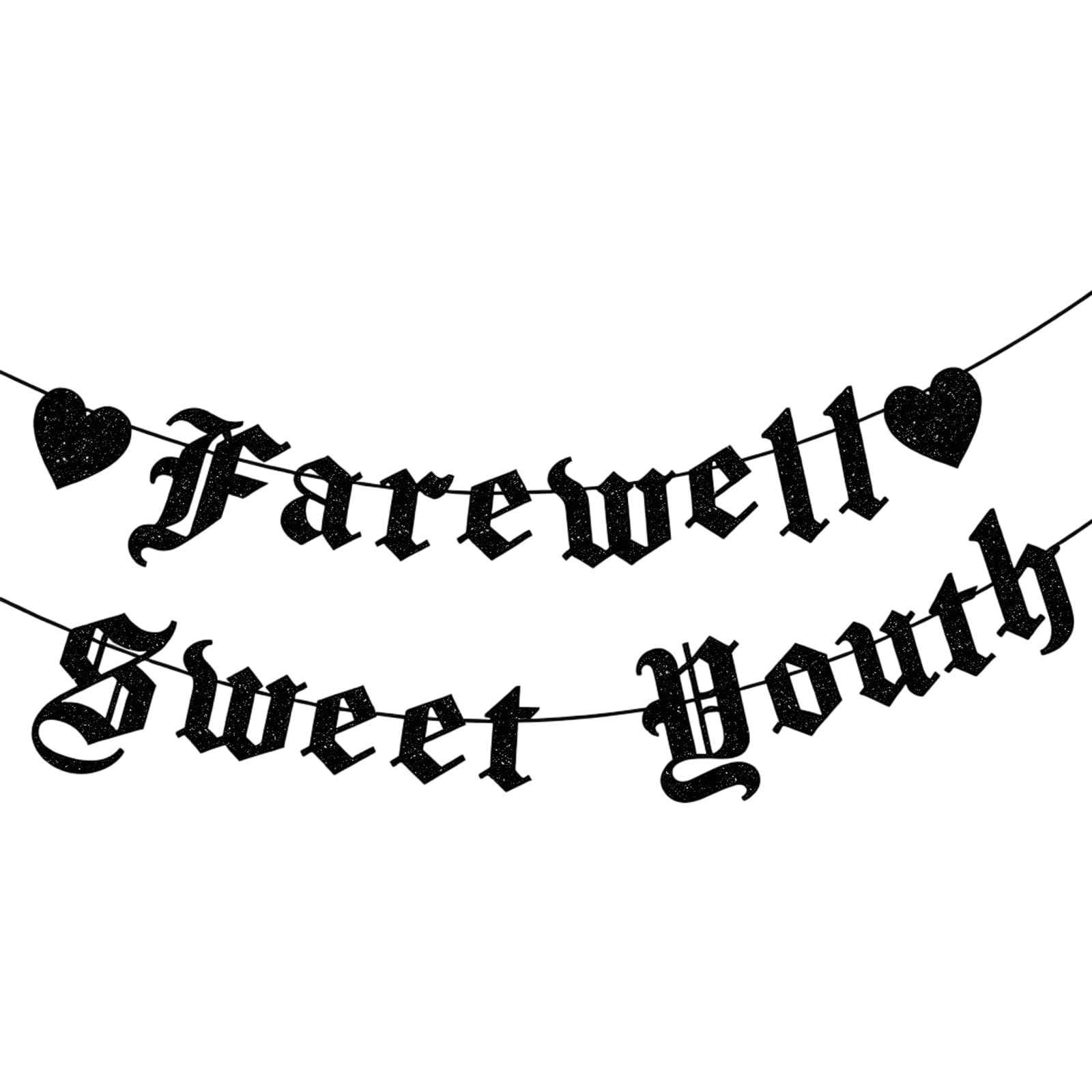Black Gothic Birthday Decorations, Pre‑Strung Bunting Banner with Letter