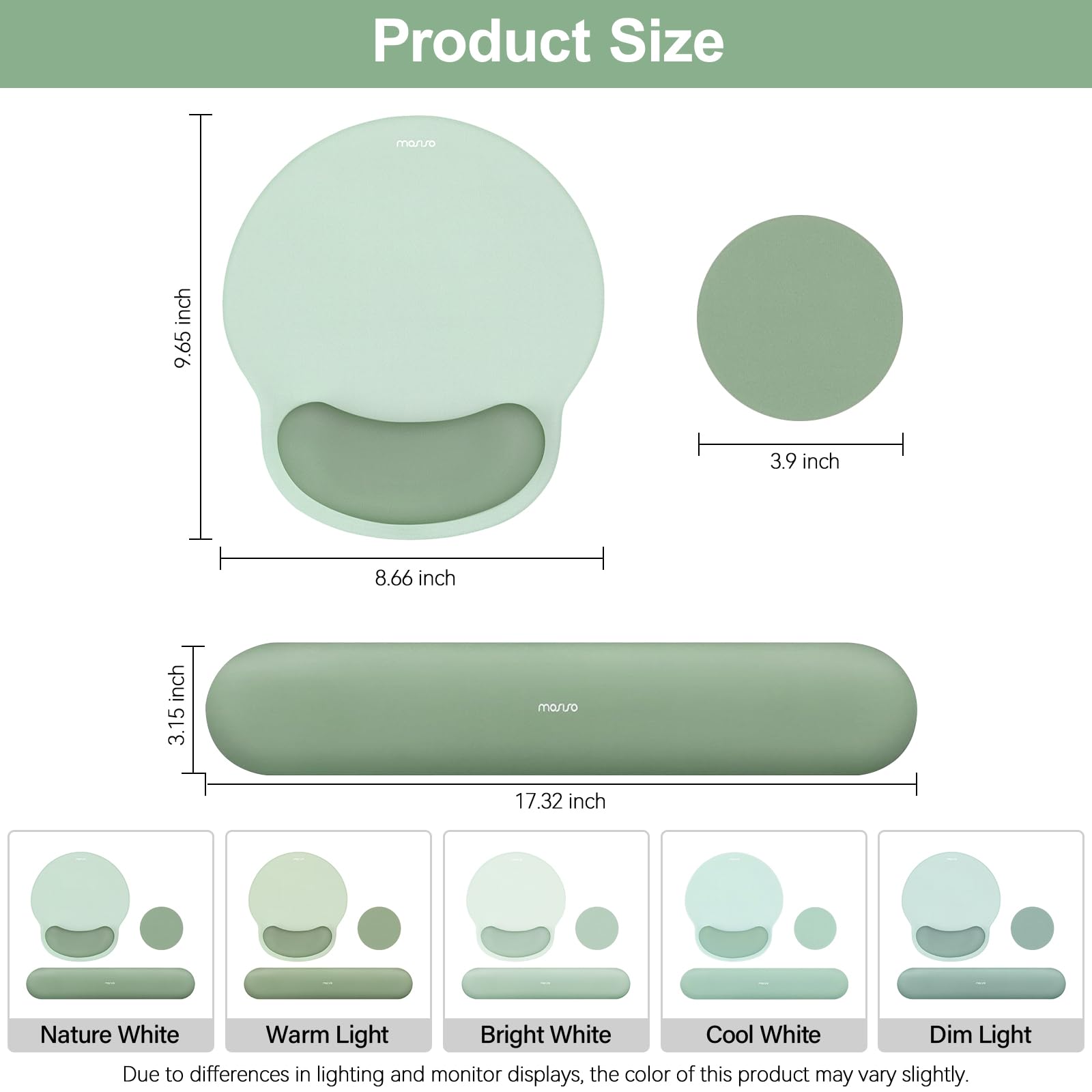 MOSISO Wrist Rest Support for Mouse Pad Keyboard Set Circle Curved Ergonomic Mousepad Coaster Non-Slip Base Home Office — view 7