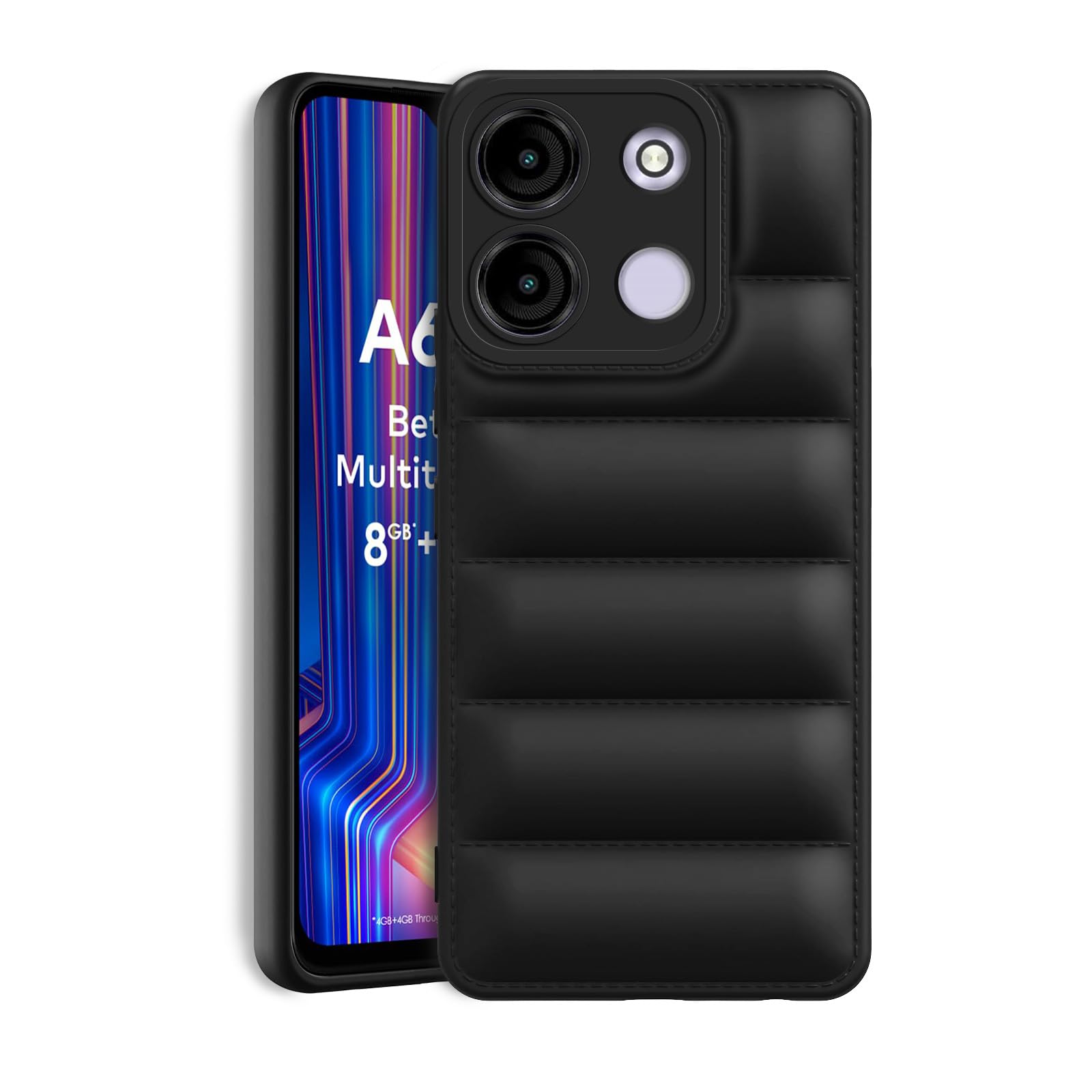 Amazon Brand - Solimo Puffer Case Camera Protection Soft Back Cover for Itel A60s - Black (B0CV546LLY) Amazon Price History, Amazon Price Tracker
