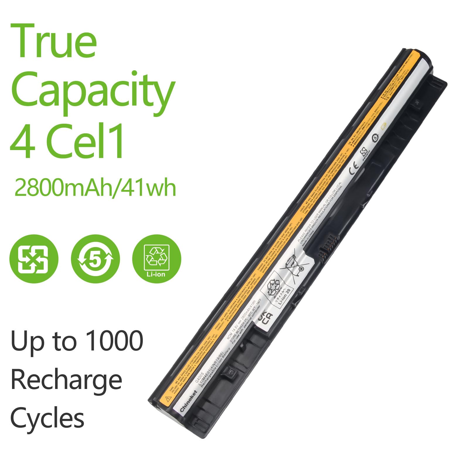 Batteria 41Wh/2800mAh L12M4E01 L12L4E01 L12S4E01 L12L4A02 L12M4A02 L12S4A02 per Lenovo G50 G50-30 G50-45 G50-70 G50-80 G70 G70-70 G70-80 G400s G500s G505s Z41-70 Z50-70 Z50-75 Z70 Z70-80 Z710
