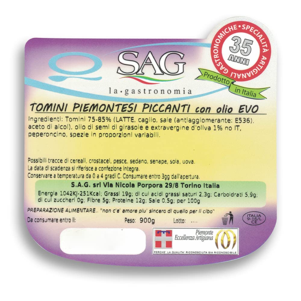 Tomini Piccanti, (Confezione 1 pz. da 900 gr) – SAG