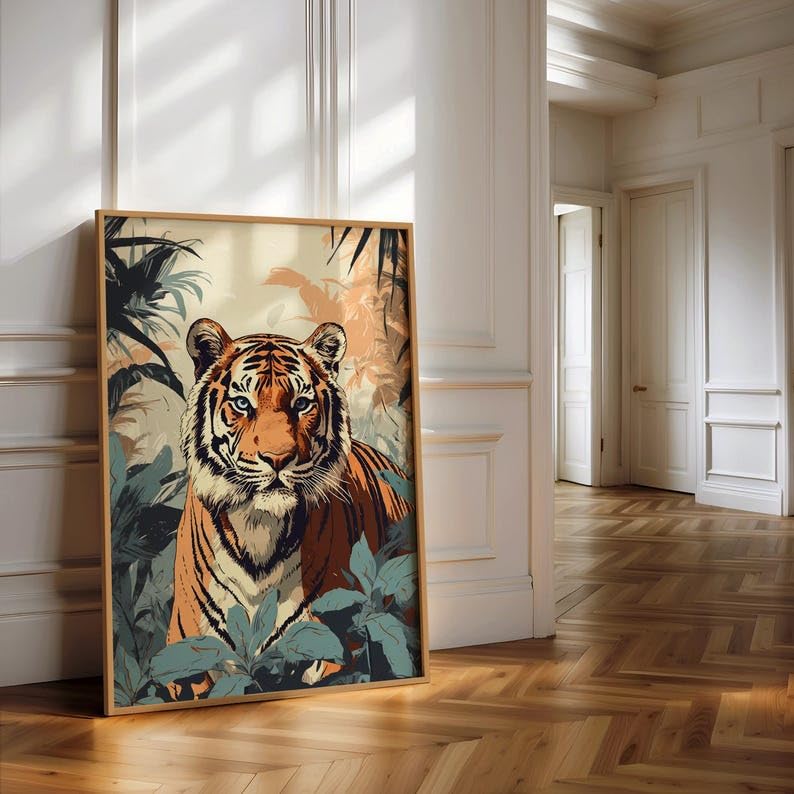 Tableau sur toile tigre abstrait décoration murale haut de gamme 20x30cm