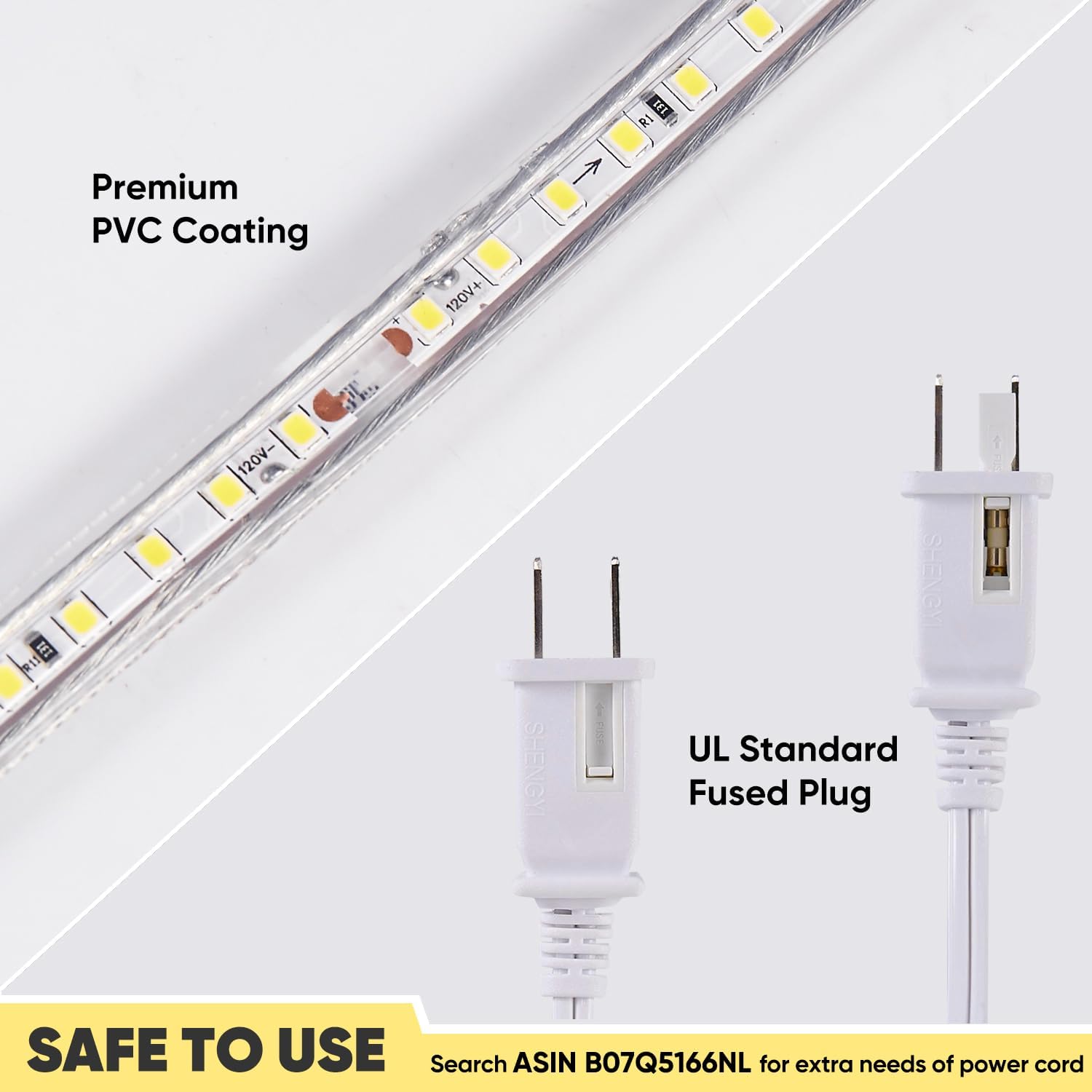 Shine Decor LED Strip Light 150FT 120VAC, Super Bright 19012 Lumens Dimmable, IP65 Waterproof for Outdoor Indoor, 3000K Warm White Every 1.6ft Cuttable Proselect Lighting Strip, 6x10mm ETL Listed