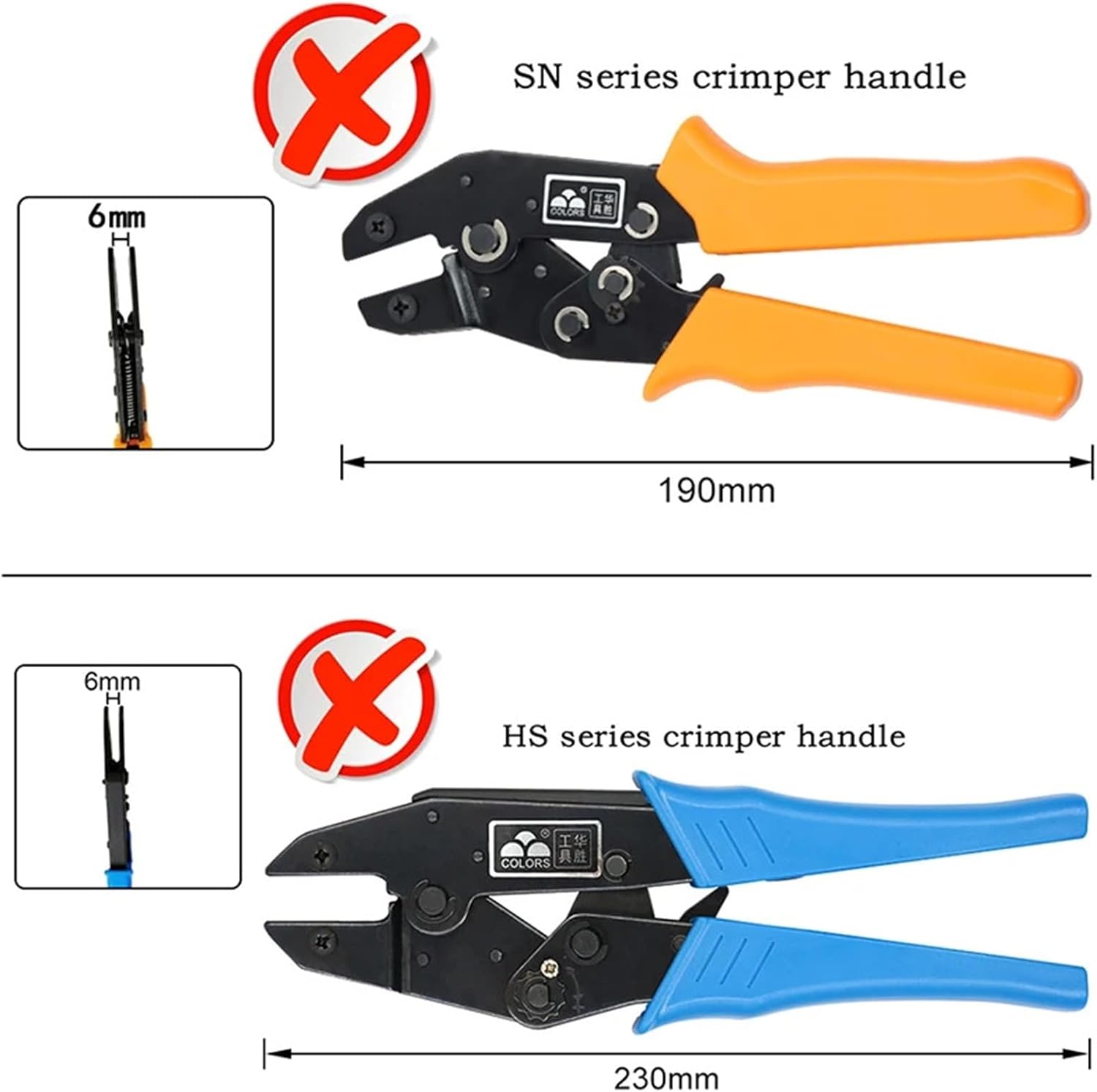 1pcs crimping pliers jaw SN/4mm for TAB 2.8 4.8 6.3 C3 XH2.54 insulation tube terminal tools (jaw width 4mm/pliers 190mm)(SN-02C jaw)