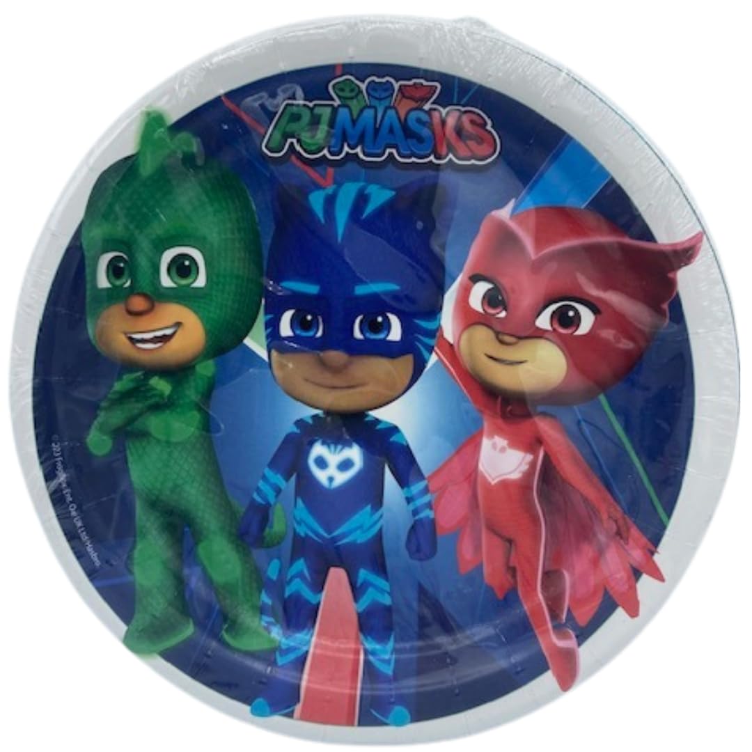BeenSmile, 8 PJ Masks 23 CM Plates, Disposable Children's Birthday Party Plates, Themed Party Decoration Items