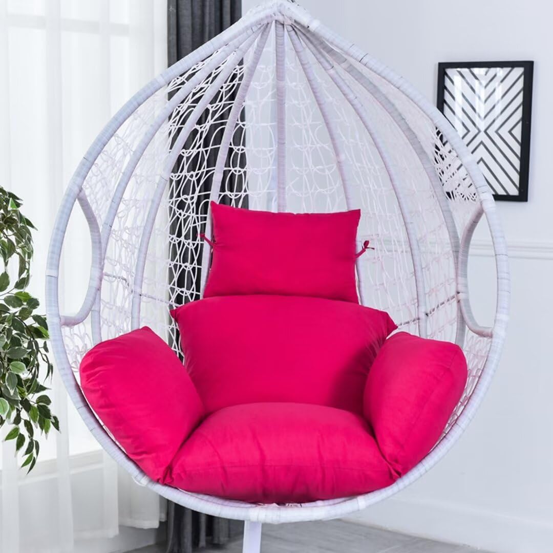 Hängesessel für den Innen- und Außenbereich, mit Kissen, rosa Sitzpolster für Schaukelkorb, Stuhl
