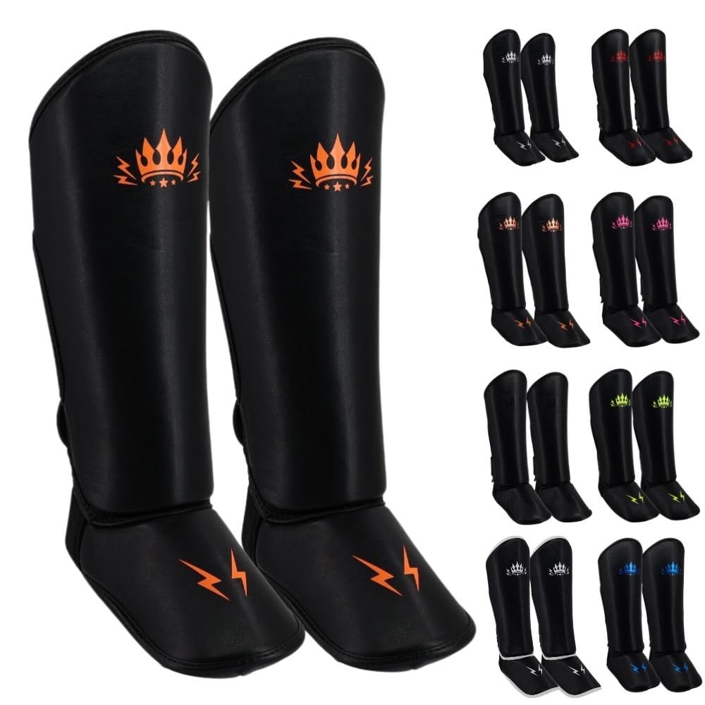 Playerz Element Kids Shin Guards, Premium Shin Pads, Ideal for MMA, Muay Thai, and Kickboxing, Full Coverage Design With Adjustable Straps and Breathable Construction