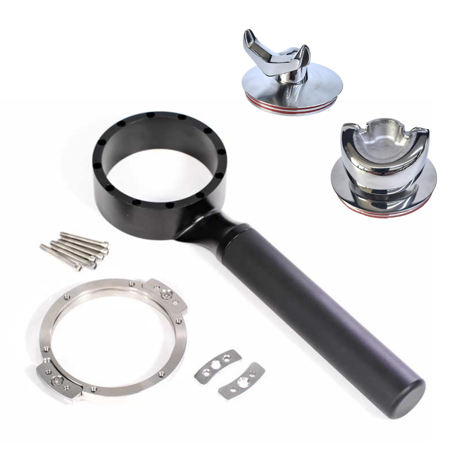 Portafiltro Sin Fondo De 58 Mm, Mango Plano Sin Fondo para Cafetera, con Boquilla De Cuerno De Buey/lingote, Compatible con Cafeteras Espresso E61, para Preparar Café En Casa
