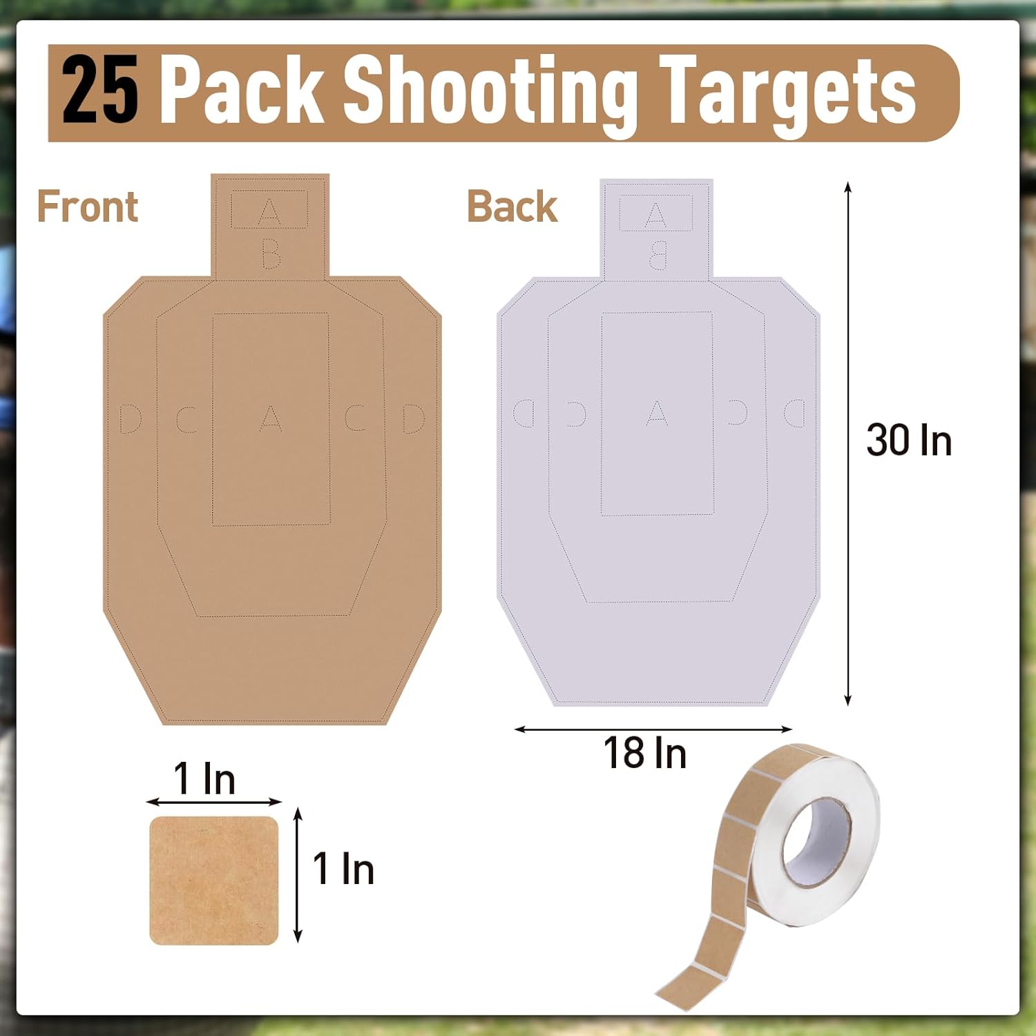 Thick Shooting Targets Includes 1000PCS Target Pasters, 30 x 18 Inch Durable Cardboard Target for Shooting Range, Silhouette Targets Cardboard for Shooting Practice Self-Defense Training