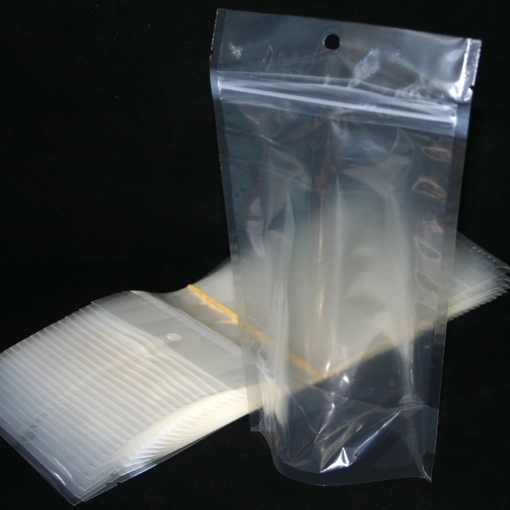 USPak Crystal Clear Transparent Snack Pack Stand up Pouches with Zip Lock Food Storage Bag, Pack of 25 (Small - 4 oz)