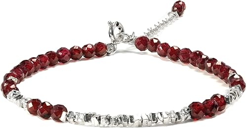 Miniatura 7 de Pulsera de cuentas de cristal natural de plata 925 hecha a mano. Joyería energética de piedras preciosas facetadas para mujeres, regalo