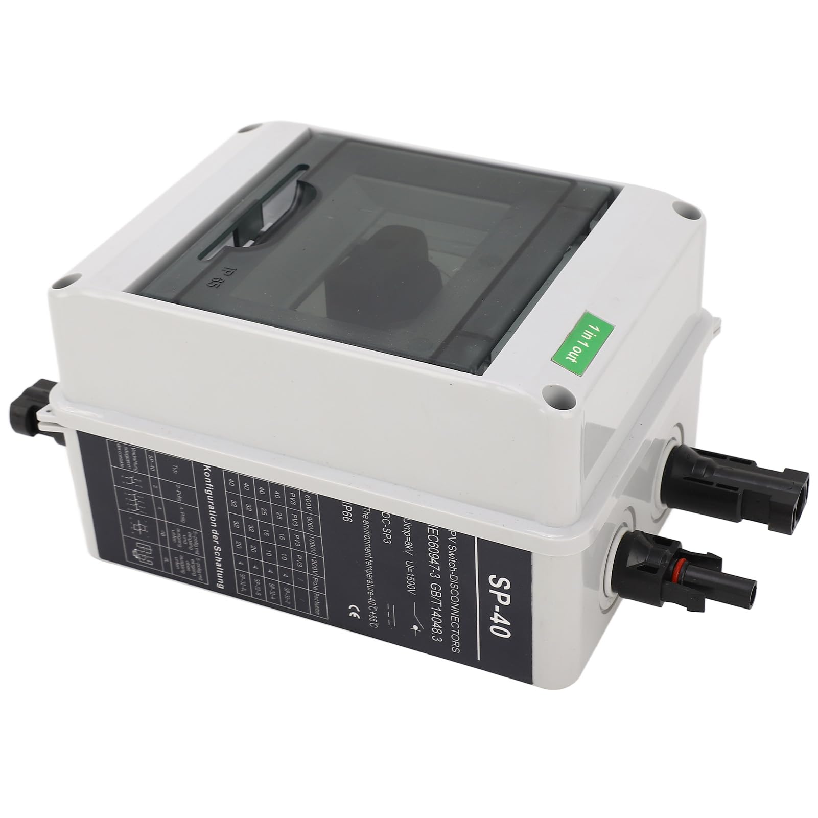Interrupteur de déconnexion Solaire DC 1000 V 32 A PV DC avec Contacts argentés et Coque Ignifuge en PC pour boîtier de Combinaison d'onduleur Configuration 1 entrée 1 Sortie