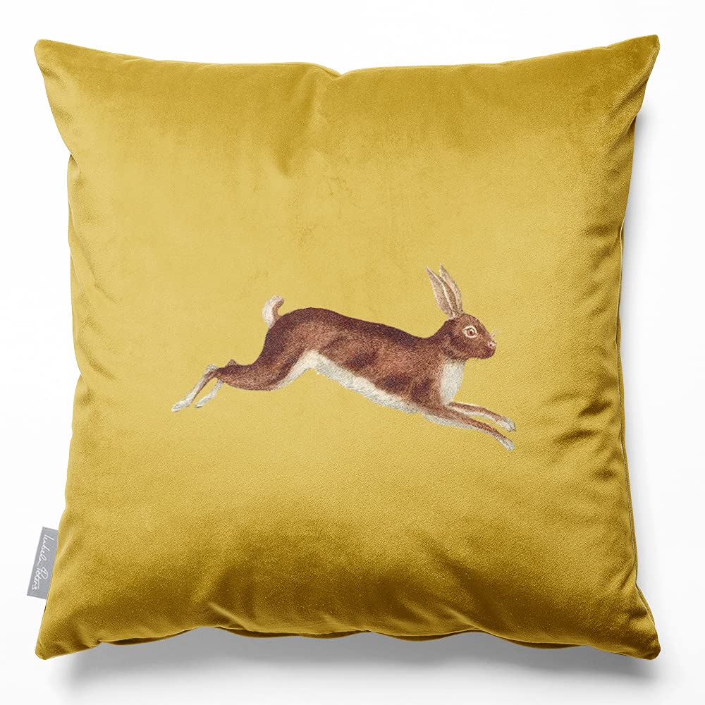 Izabela Peters Hare - Mustard Velvet Cushions - Eco-Friendly, Filled, 45 Cm, Chair & Sofa Cushions