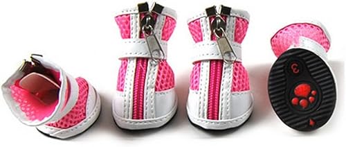 Miniatura 2 de Zunea Zapatos para perros pequeños para el pavimento caliente, botas de malla transpirable ajustables con cremallera antideslizante para perros y