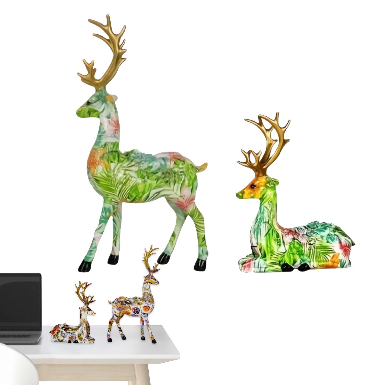 Luxshiny 5 Pièces Mini Décorations de Table Forme de Cerf Ornements Miniatures Animaux Figurines de Rennes Rennes Miniatures Figurine Résine Statue de Cerf Résine