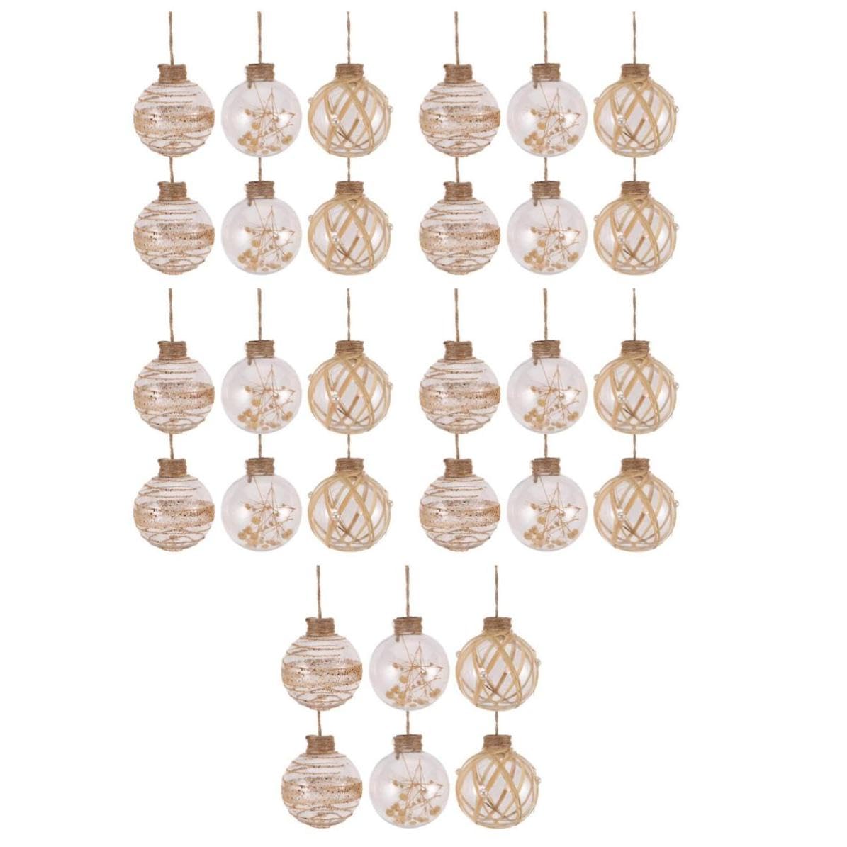 TOYANDONA 30 Pezzi Palline di Natale in Plastica con Corda di Juta | Decorazioni per Albero, Set da Appendere Leggero e Robusto, per Matrimonio e Compleanno