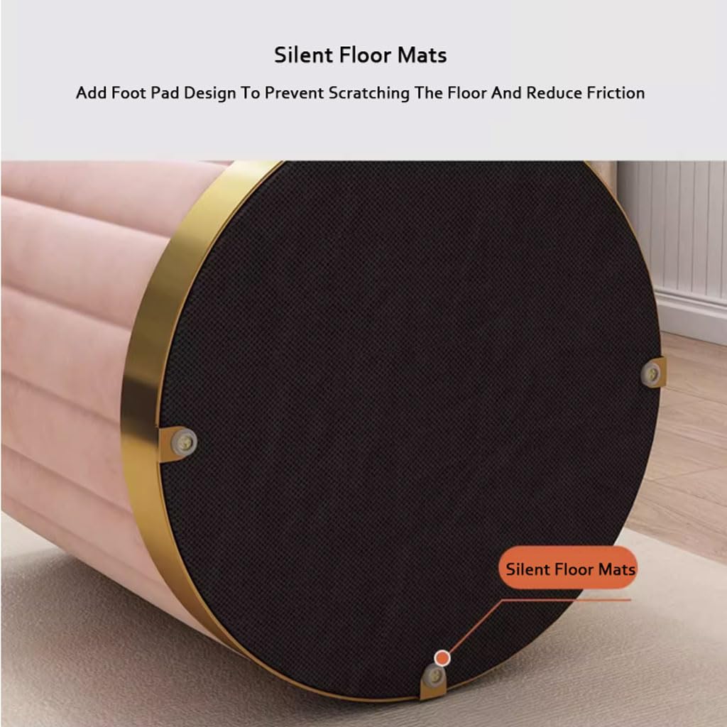 LUUYYI Sgabello ottomano rotondo in velluto, moderno, imbottito, per la casa, per camera da letto, fasciatoio, elegante mobile d'accento (blu, 34 x 44 cm)