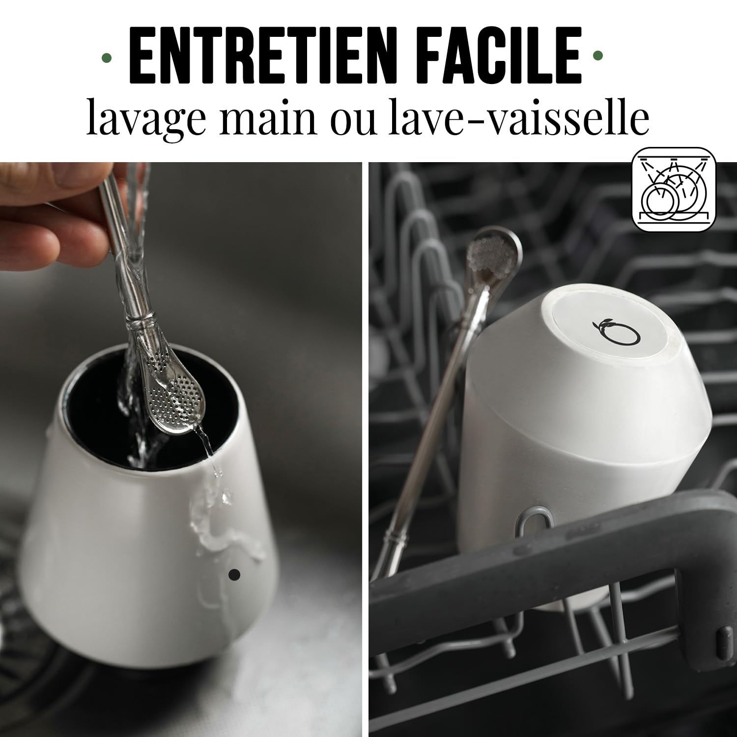ORIGEENS CALEBASSE MATÉ - Conditionné en France - Kit Mate Complet avec Tasse Maté Céramique Artisanale (Portugal), Bombilla, Yerba Mate BIO inclus - Coffret Cadeau