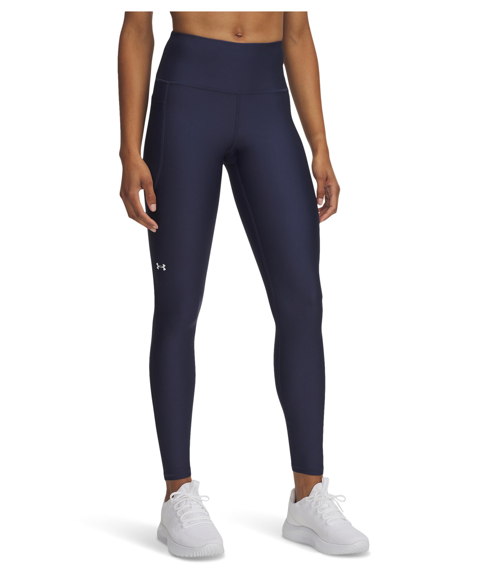Under Armour Tech High Rise Leggings, (403) Blu Marino Lavato / / Bianco, Medium Corto Donna