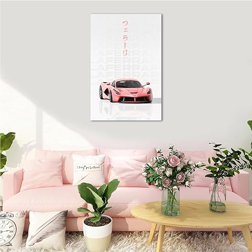 Miniatura 2 de Sbemyenus Fotografía de auto clásico rosa genial en lienzo para pared, póster de auto de carreras, pinturas retro, cuadro de automóvil deportivo