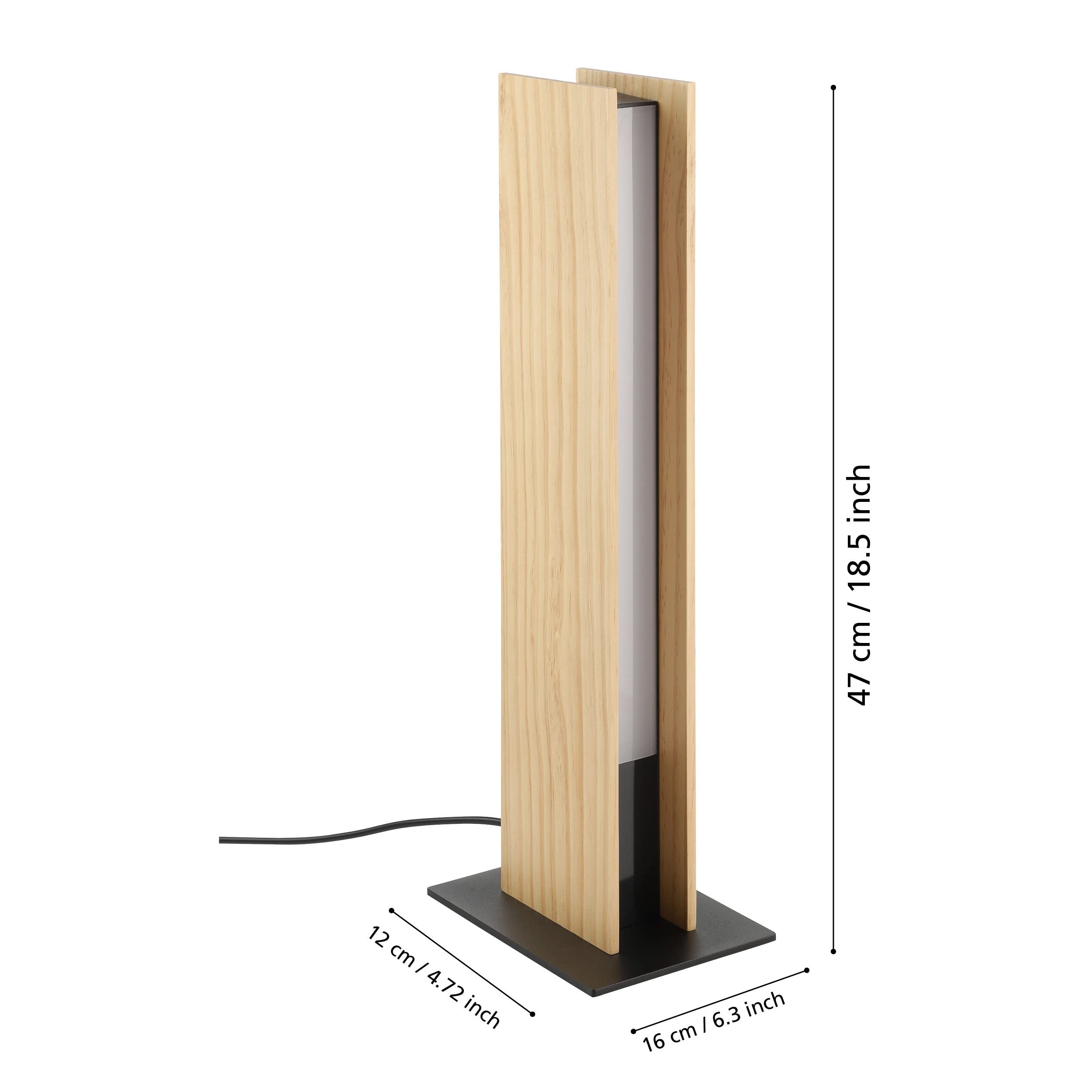 EGLO Connect.z Smart-Home LED Tischlampe Anchorena-Z, Tischleuchte, ZigBee | App und Sprachsteuerung Alexa, warmweiß-kaltweiß, RGB, FSC100HB, dimmbar, Holz Tischleuchte