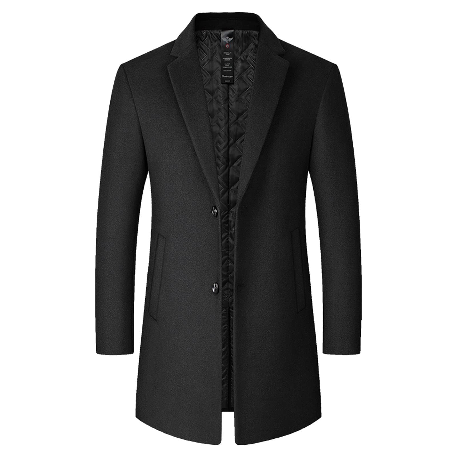 MaNMaNing Cappotto uomo invernale casual medio lungo in lana con risvolti lisci e spesso elegante e caldo ideale per lavoro e occasioni informali con finiture curate
