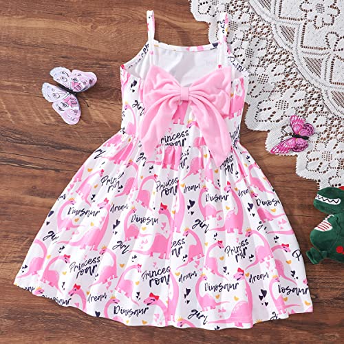 Toddler Summer Dress Dinosaur Backless Sundress Baby Girl Bowknot Dresses Birthday Beach Dress3