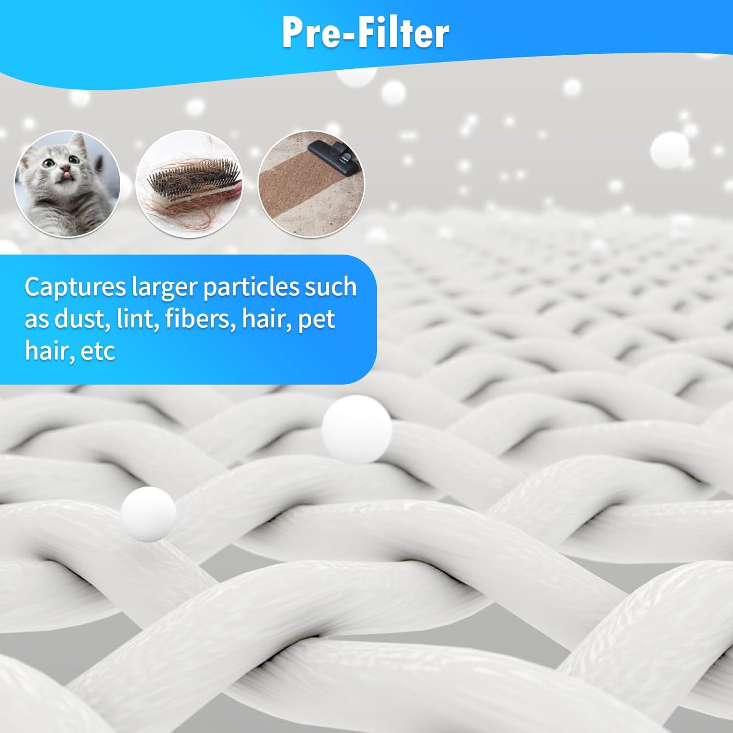 DerBlue 2pack HP100 HP102 HP152 Replacement Filter Compatible with Shark Air Purifier HP100,HP102,HP130,HP132 and HC450, HC451, HC452, HC455,Compare Part #HE1FKPET, HE1FKBAS Filter