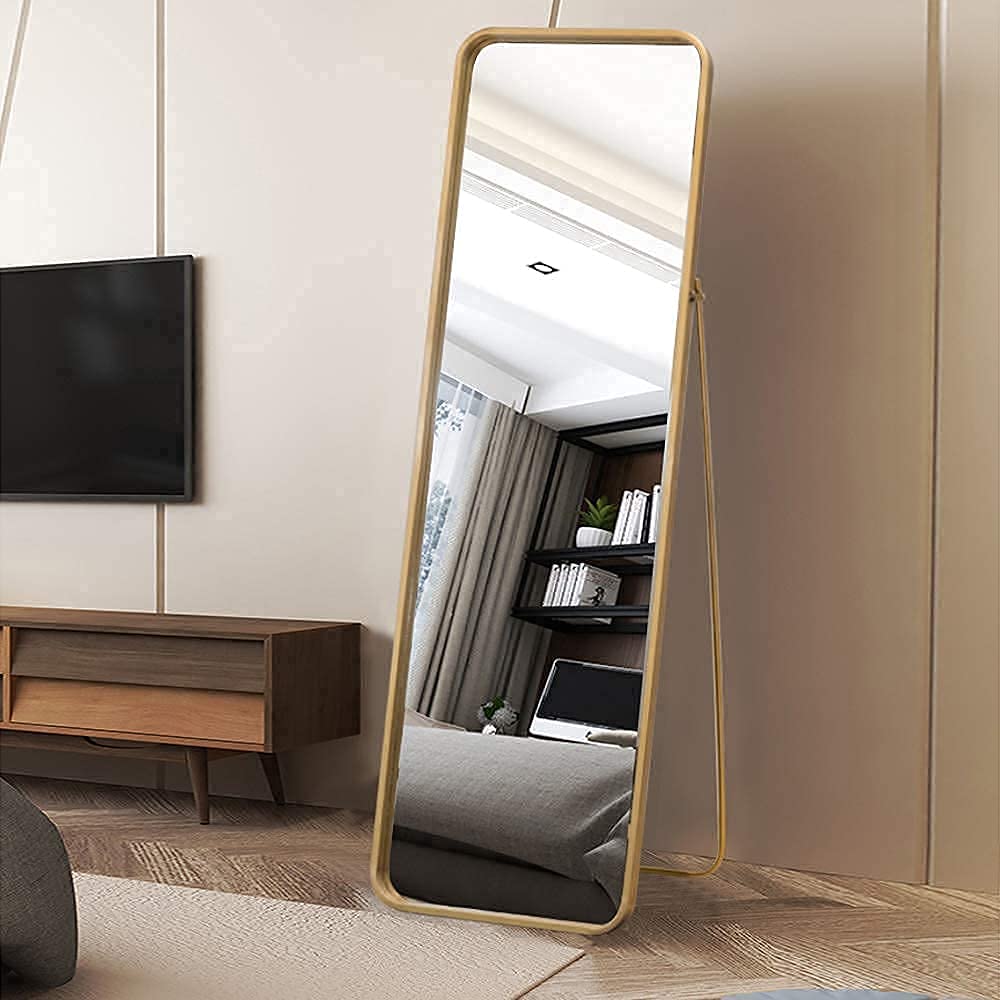 VINGLI Gold Floor Mirror, 65"×20" Gold Standing Mirror Full Length