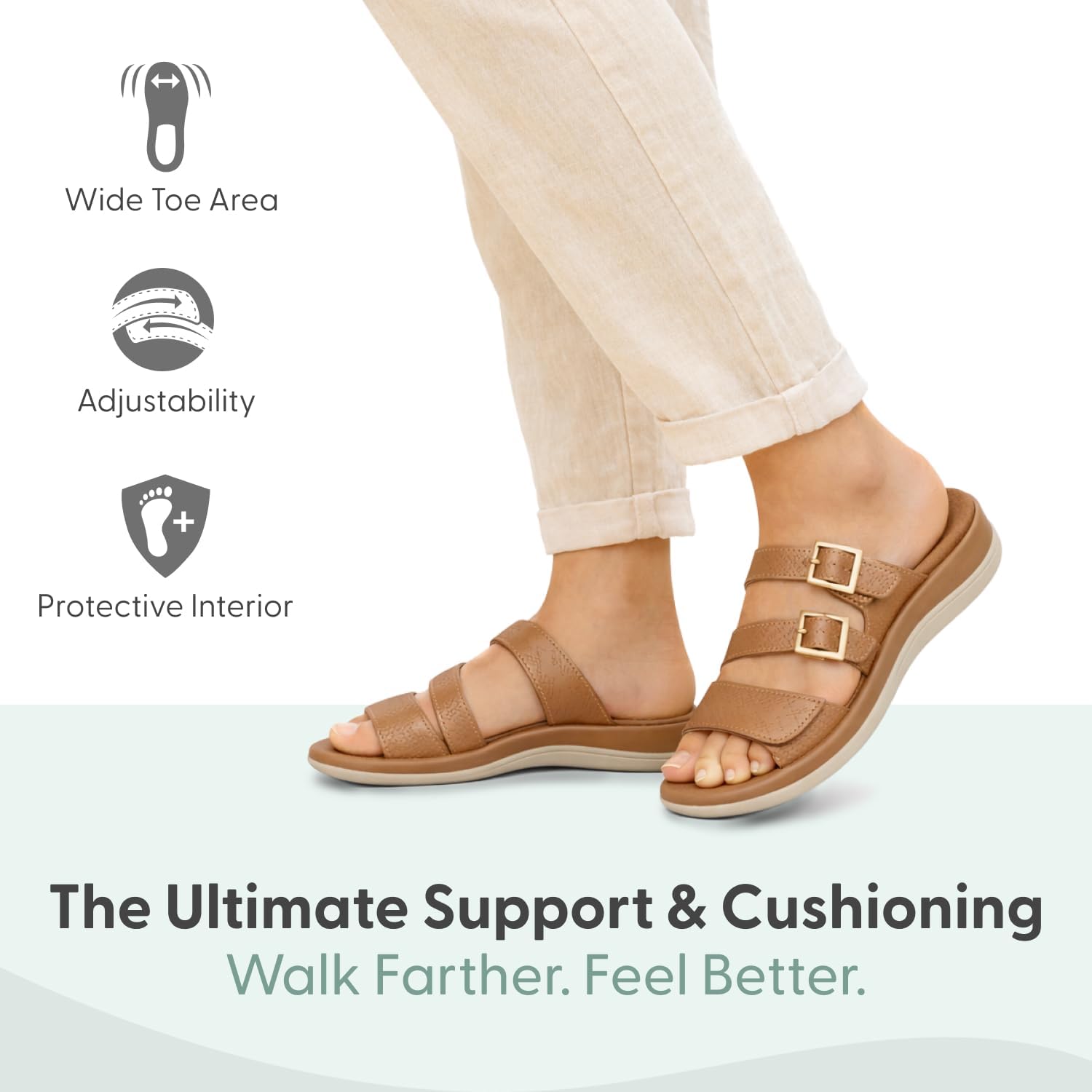 Orthofeet Women's Orthopedic Sahara Weave Adjustable Slide Sandal