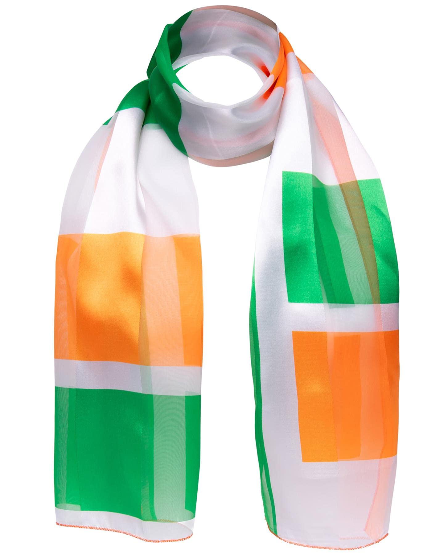 Basic Sense Women's Irish Flag Patriotic Ireland Flag Satin Silky Scarf National League Sports Irish Event Accessory St. Patrick Day